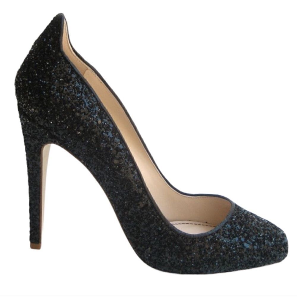𝅺jerome C Rousseau Aizza Black Glitter Heels Sz 6.5